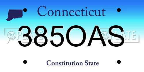 385OAS Connecticut License Plate