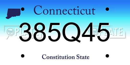 385Q45 Connecticut License Plate