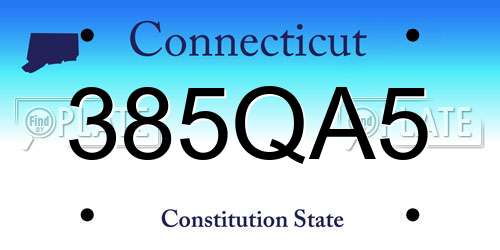 385QA5 Connecticut License Plate