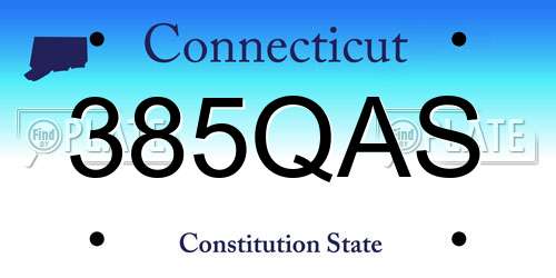385QAS Connecticut License Plate