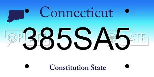 385SA5 Connecticut License Plate