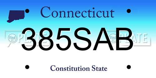 385SAB Connecticut License Plate