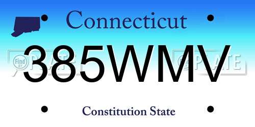 385WMV Connecticut License Plate