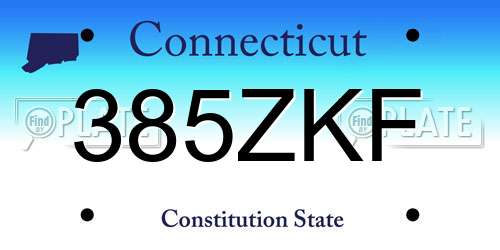 385ZKF Connecticut License Plate