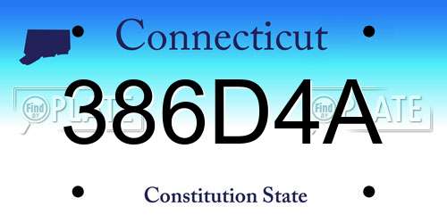 386D4A Connecticut License Plate