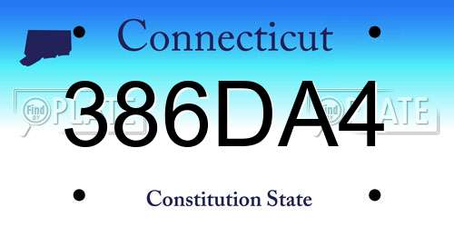 386DA4 Connecticut License Plate