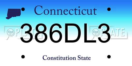 386DL3 Connecticut License Plate