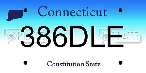 386DLE Connecticut License Plate