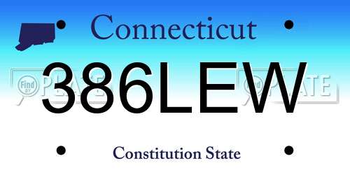 386LEW Connecticut License Plate