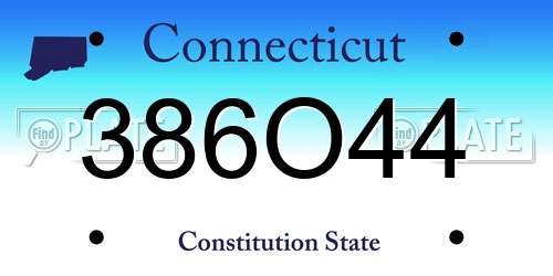 386O44 Connecticut License Plate