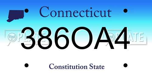 386OA4 Connecticut License Plate