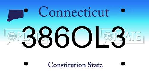 386OL3 Connecticut License Plate