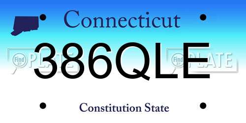 386QLE Connecticut License Plate