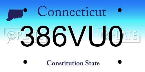 386VU0 Connecticut License Plate
