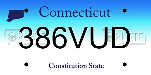 386VUD Connecticut License Plate