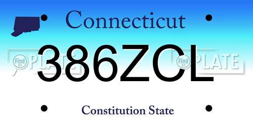 386ZCL Connecticut License Plate