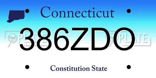 386ZDO Connecticut License Plate