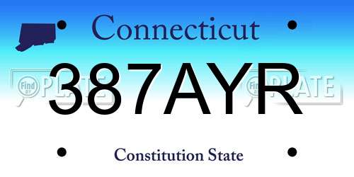 387AYR Connecticut License Plate