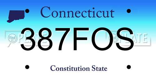 387FOS Connecticut License Plate