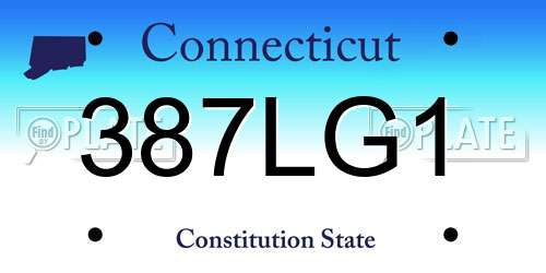 387LG1 Connecticut License Plate