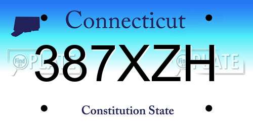 387XZH Connecticut License Plate