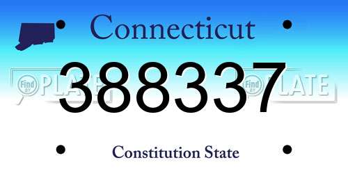 388337 Connecticut License Plate