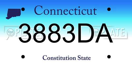 3883DA Connecticut License Plate