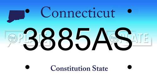3885AS Connecticut License Plate