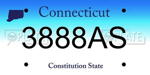 3888AS Connecticut License Plate
