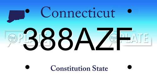 388AZF Connecticut License Plate