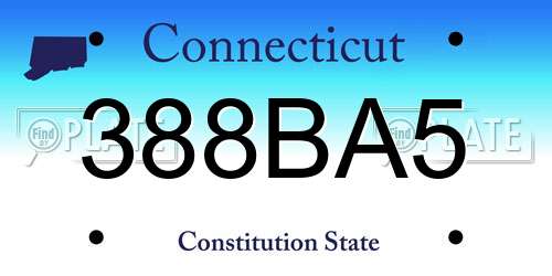 388BA5 Connecticut License Plate