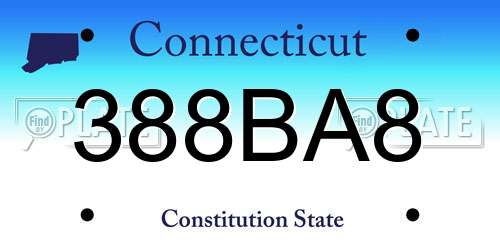 388BA8 Connecticut License Plate