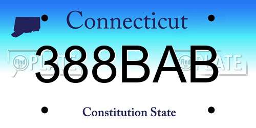 388BAB Connecticut License Plate