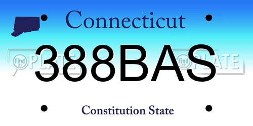 388BAS Connecticut License Plate