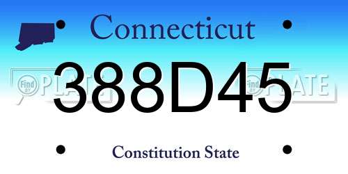 388D45 Connecticut License Plate