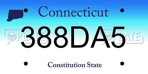 388DA5 Connecticut License Plate