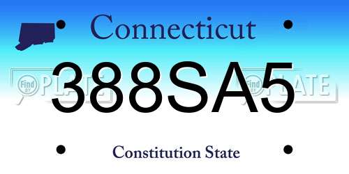 388SA5 Connecticut License Plate