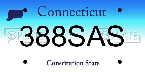 388SAS Connecticut License Plate