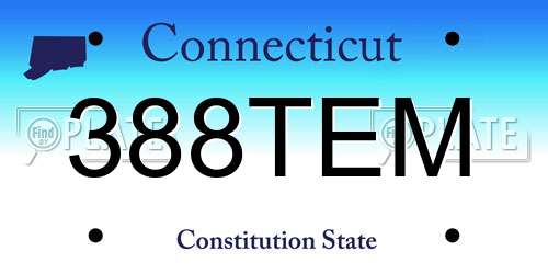 388TEM Connecticut License Plate
