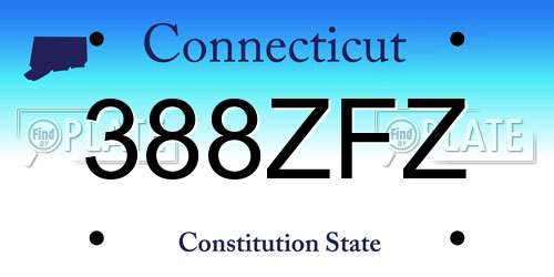 388ZFZ Connecticut License Plate