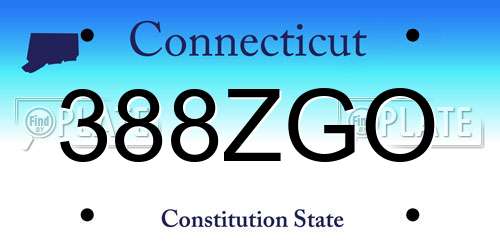 388ZGO Connecticut License Plate