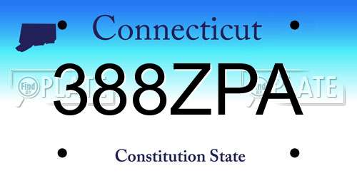 388ZPA Connecticut License Plate