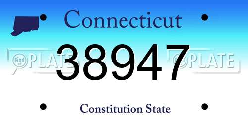 38947 Connecticut License Plate
