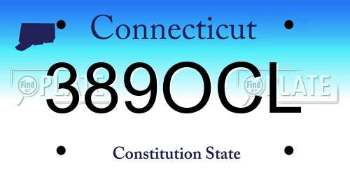389OCL Connecticut License Plate