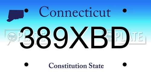 389XBD Connecticut License Plate