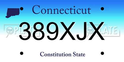 389XJX Connecticut License Plate