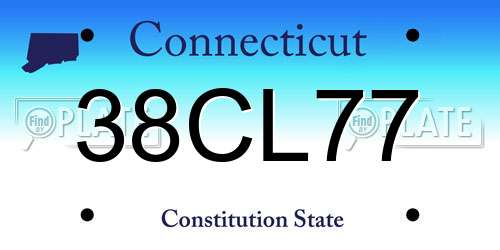 38CL77 Connecticut License Plate