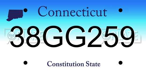 38GG259 Connecticut License Plate