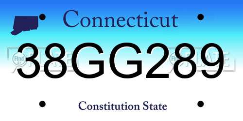 38GG289 Connecticut License Plate