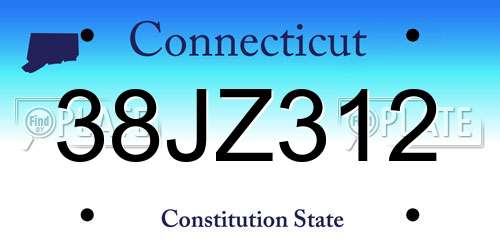 38JZ312 Connecticut License Plate